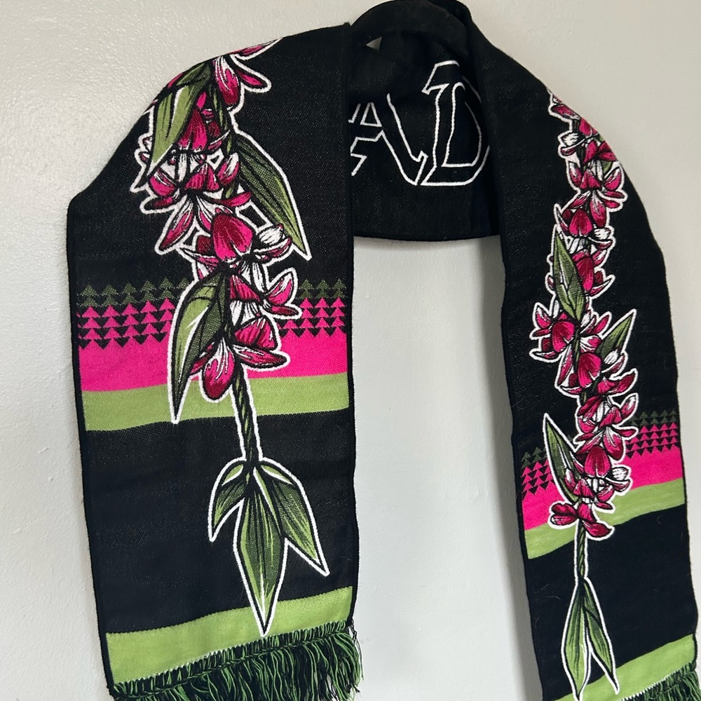 Paradise SC Soccer Futbol Scarf Diehard Scarves Black Floral Fringe Fan Scarf
